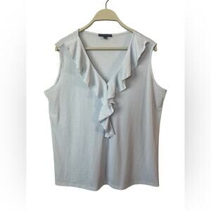 ADRIANNA PAPELL SLEEVELESS V-NECK RUFFLE WOMENS BUSINESS DRESS BLOUSE